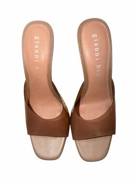 Gianni Bini Tan/Brown Open-Toe Slide Mules